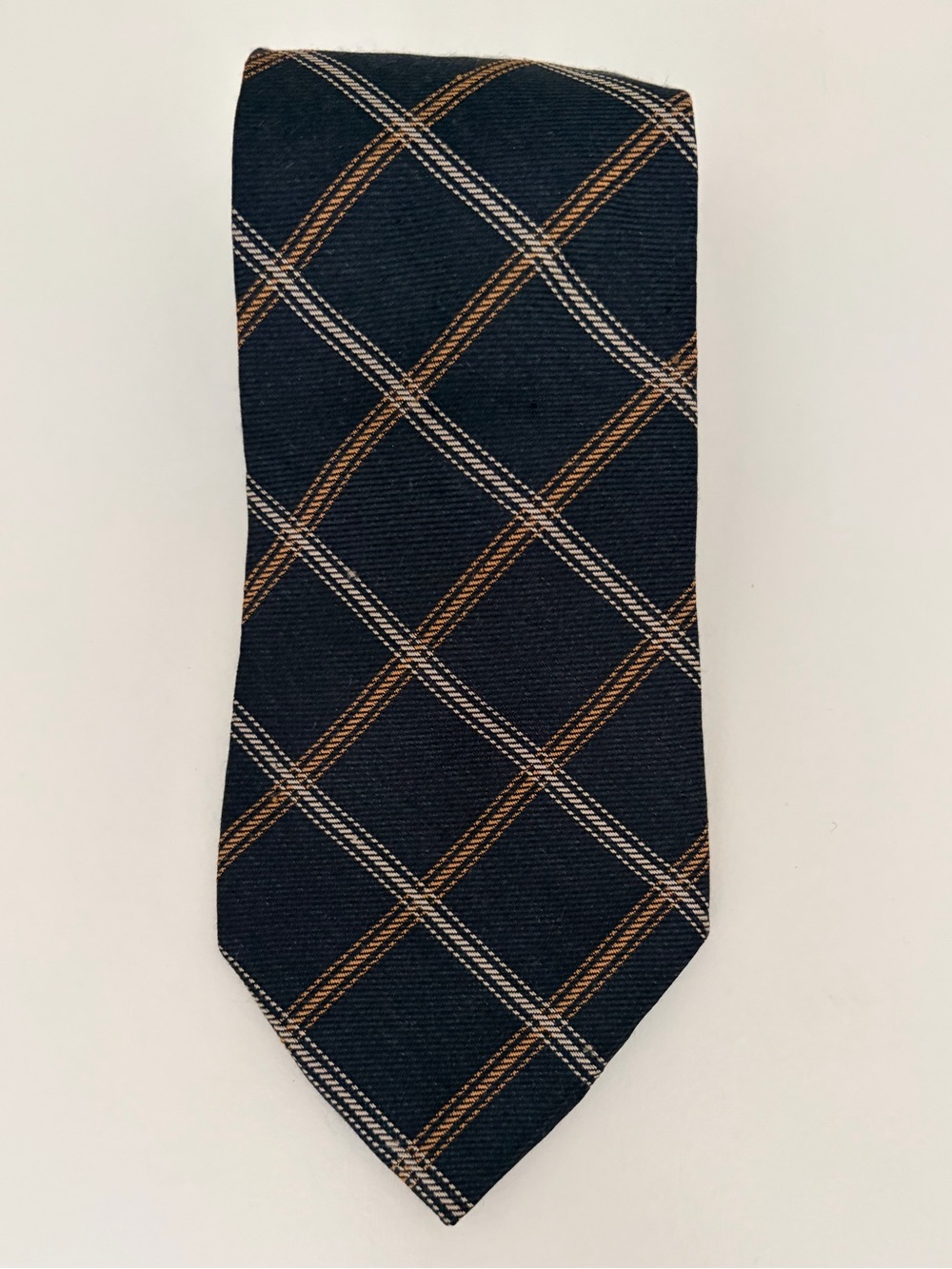 Tommy Hilfiger Navy Tie with Brown & White Windowpane
